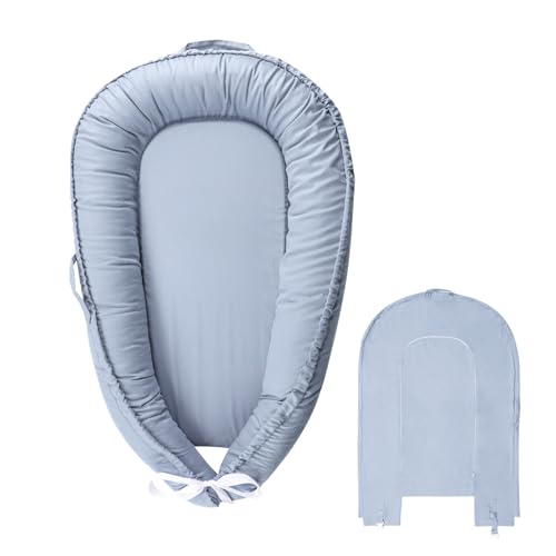 Image of Hooyax Baby Lounger Cover Only, 100% Cotton Newborn Nest Cover, Soft Portable Baby Nest Replacement Cover for Boys Girls, Breathable Infant Lounger Covers, Baby Essential (Blue)
