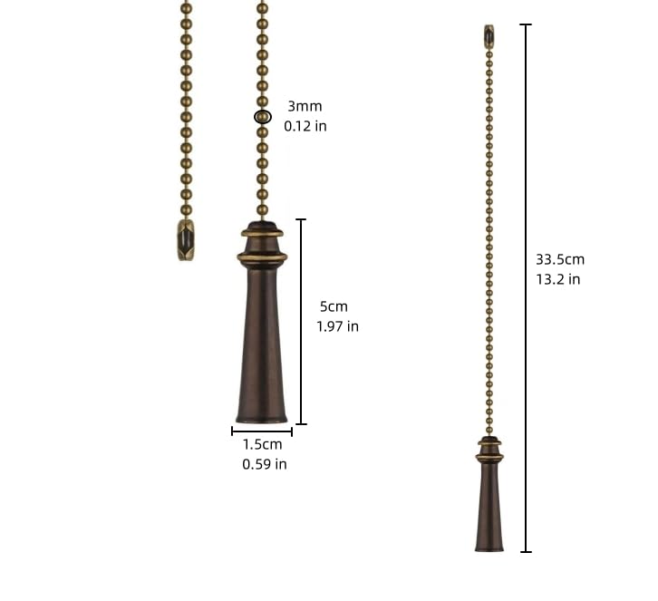 Image of 2pcs Ceiling Fan Pull Chain, Decorative Fan Pull Chain Pendant Extension, 12 Inches Lighting & Fan Beaded Ball Fan Pull Chain Extender Ornament with Connector (bronze)