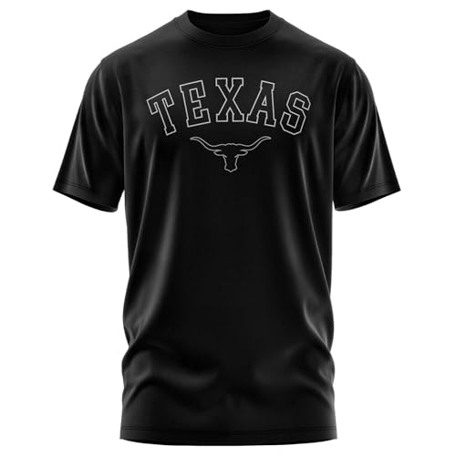 Thread and Ink Texas Mens T-Shirt, Unisex Texas Longhorn Logo Shirt, Gameday Football Crewneck Top Black