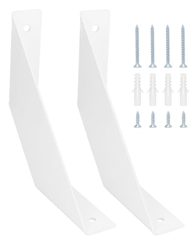 QWORK® 2 Piezas Soporte de Baldas Pared, Escuadras Metálicas Retro de Hierro, 15cm Blanco - imagen 6