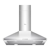 Midea MVP30W6AST - Campana de ventilación de pared con extractor de 3 velocidades, filtros permanentes de acero...
