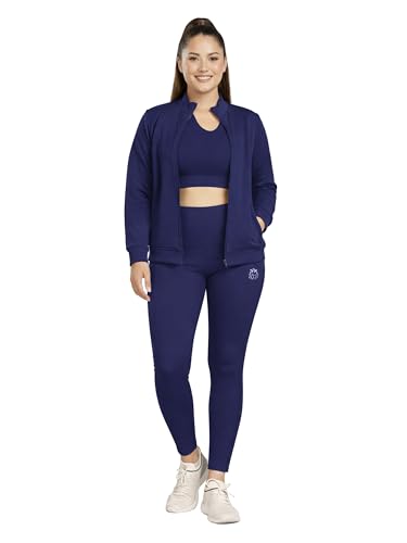 Image of Women 3 Piece Gym Workout Set | Sports Bra, Zip-Up Jacket & High Waist Leggings | Stretchable Yoga Activewear Co-Ord Set for Women | Fitness Gym Tracksuit