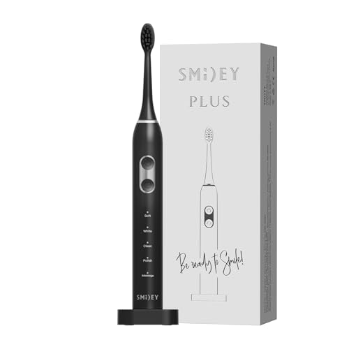 SMILEY Plus Schallzahnbürste | Ultraschall Elektrische Zahnbürsten & Zubehör | Schallzahnbürsten Toothbrush Elektrische Reisezahnbürste | Set mit Ladegerät & Tipp