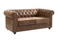 Vente-unique - Canapé 2 Places Chesterfield en Microfibre Aspect Cuir Vieilli