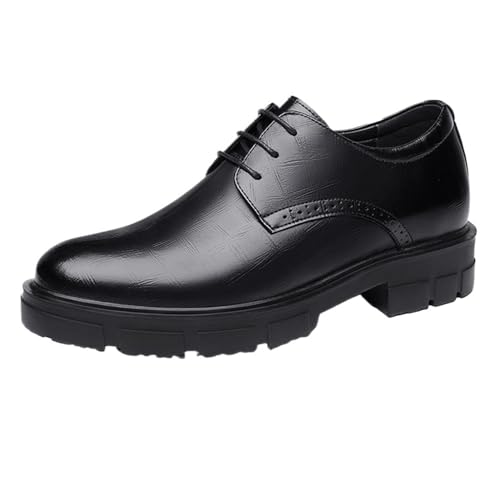Men's Oxford Shoes Waterproof Leather Office Non Slip Block Heel Anti-Slip Shoe Vintage Lace Up Comfort Orthopedic Brogue