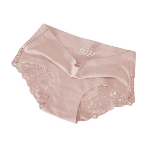 Image of Ladies Knickers Cotton Full Briefs Women'S Ice Silk Mid Lace Crotch Sexy Breathable Large Size Womens Underwear Pack Bikini (Pink, Xl) Women Multipack High Leg For White Tummy Control Plus 22-24