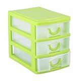 Dioche Organizer in Plastica con Cassetto - Scatola Portaoggetti per Gioielli e Trucchi a 3 Strati, Contenitore in Plastica Leggera - Ideale per la Casa e i Viaggi (3 strati verdi)