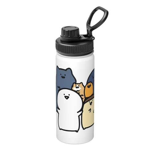 お文具といっしょ 水筒 スポーツボトル 真空断熱ケータイマグ 500ml ステンレス製 直飲み キャリーハンドル付きコーヒーカップ 持ち運び便利 保温保冷 ドリンクカップ