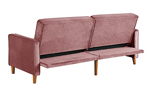 Msaleen Futon Sofa Bed Velvet Tufted – Convertible Sleeper Sofa Velvet Loveseat Tufted Reclining Couch Sofabed For Living Room, Furniture Mid-Century Modern Recliner Sofas For Room - Pink #TOP7