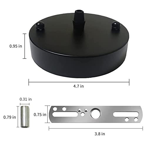VTYXCTIGJ Light Canopy Kit Black, 4.7" US UL Vintage Chandelier Ceiling Light Plate for Pendant Light Chandelier Canopy Kit with All Mounting Hardware, Light Fixture Cover Plate for Easy Installation
