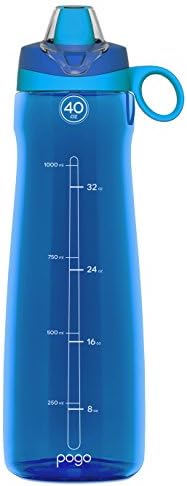 Pogo BPA-Free Tritan Plastic Water Bottle with Soft Straw, 40 Oz, Blue