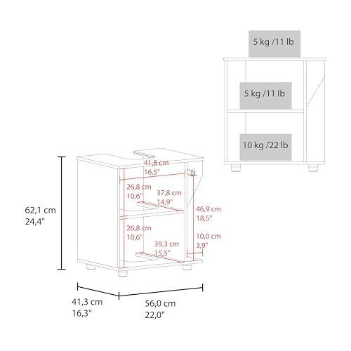 Gabinete de almacenamiento bajo fregadero Geelife, diseño compacto, con dos estantes para organizar artículos de baño, blanco, tablero de partículas, 16.3 in L x 22 in An x 24.4 in Al miniatura 2