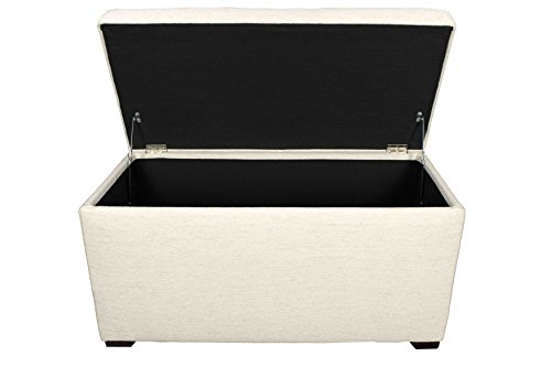 Mjl Furniture Designs Angela Collection Button Tufted Upholstered Lift Top Medium Sized Bedroom Chest Storage Trunk, Belfast Series, Ivory #TOP6
