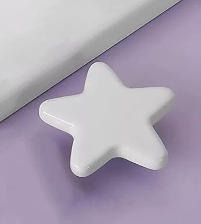 KEPTY ITEM Ceramic Vintage Star Shaped Drawer Handle Door Knobs, Pulls for Kitchen Cabinets Home Interior Decor Hardware Approx 2.8 inch - Pack of 4, White