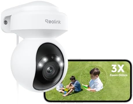 Reolink 4K PTZ Telecamera Wi-Fi Esterno/Interno con Auto-Tracking, Rilevamento Persone/Veicoli/Animali, Videocamera Sorveglianza Esterno Supporta Wi-Fi 6, Audio a 2 Vie, E1 Outdoor PRO