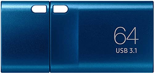SAMSUNG Type-C™ USB Flash Drive, 64GB, Transfers 4GB Files in 15 Secs w/Up to 300MB/s 3.13 Read Speeds, Compatible w/USB 3.0/2.0, Waterproof, Blue