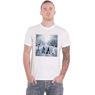 The Beatles T-shirt Abbey Christmas Band Logo Nue officiel Blanc - Les Beatles, Paul McCartney, John Lennon, RIngo Starr, George Harrison