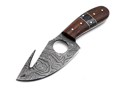Nooraki Handmade Damascus Steel Fixed Blade Skinning Hunting Knife With Gut Hook Best For Outdoor Camping Skinning Deer Fishing Hiking Edc Survival Knives Sk-356 #TOP1
