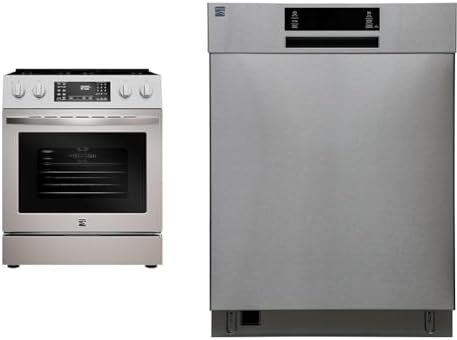 Kenmore Stainless Steel Electric Range with 5 Burners and Air Fry + Built-In Dishwasher with SmartWash and SmartDry