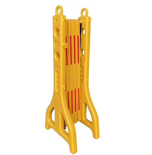 Valla extensible de plástico de polipropileno en amarillo y negro con base rellenable 2