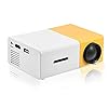 Mini Beamer Portable 320 * 240 Fysieke resolutie LED Beamer voor Home Theater Projector Ondersteuning 1080P HDMI, AV, USB, Laptop PC Telefoon Binnen / Buiten Pocket Projector Gift (Geel)