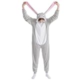 Beauty Shine Unisex Adult Onesie One Piece Pajamas Cosplay Cartoon Costume Halloween Christmas Sleepwear Jumpsuit Plush Homewear(Bunny, X-Large)
