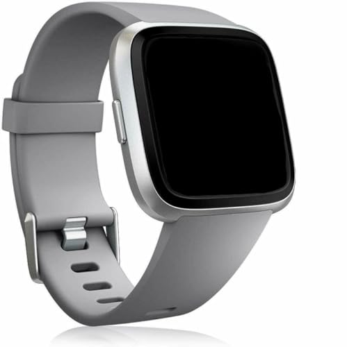Image of Panda Bobo Silicone Strap Replacement Compatible with Fitbit Versa 2/Versa/Versa Lite/Versa SE, Grey, Large-Soft Sport TPU Silicone Band, Adjustable Waterproof Watch Strap for Men and Women