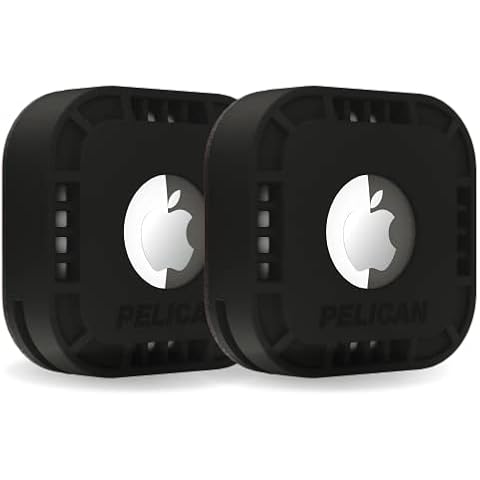 Pelican Protector - Airtag Holder/Case with 3M Adhesive Sticker [2 Pack] Protective Shockproof Cover for Apple Air tag - Hidden Stick On Mount for Bike Wallet Travel TV Remote Car Luggage - Black