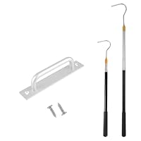 Dachbodenleiter-Zugsystem, Dachbodentreppen-Zugset Inkl. Teleskop-Zugstange, bis zu 164cm Verlängerung mit Griff aus Aluminiumlegierung und Edelstahlhaken für Dachbodenleiter-Zubehör