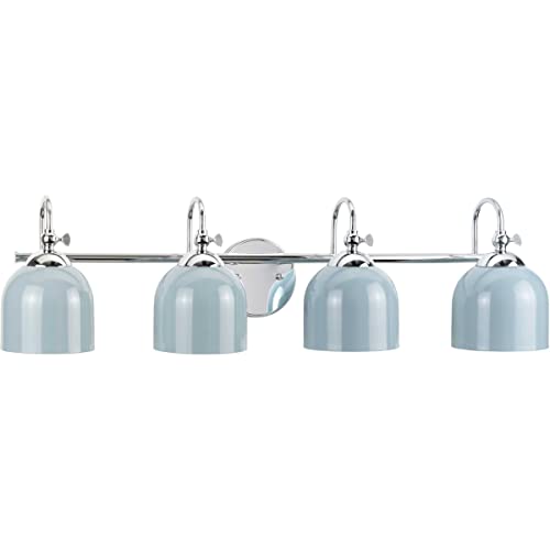 Progress Lighting Dalton Collection 33 in. 4-Light Polished Chrome Coastal Blue Vanity Light by Progress Lighting - Used condition - US$94.10