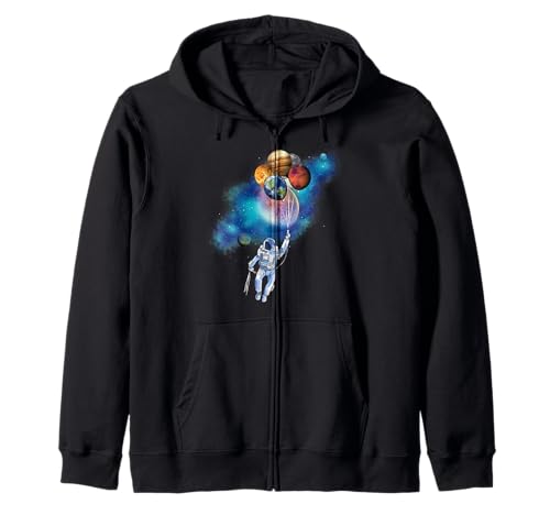 Astronaut Planet Balloons Space Adventure Zip Hoodie
