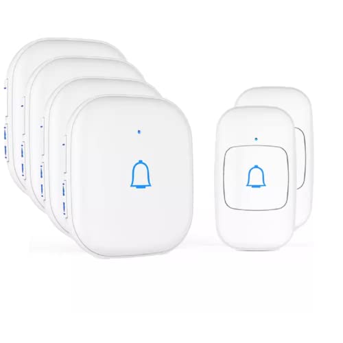 Image of Himster Wireless Doorbell,Waterproof Door Bell Chime Kit Alarm for Home at Upto 1000 Feet Range Operating with 56 Melodies, LED Flash, 7 Levels Adjustable Volume(White 2 Transmitters & 4 Receivers)