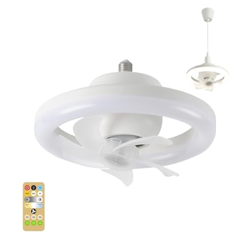Ventilador de techo con cámara de | 3 velocidades, tres colores regulables – Ventilador de techo para interiores con casquillo E27 de rosca | para casa, salón, comedor, dormitorio y oficina
