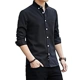 [FUZHIHUA] シャツ メンズ 長袖 オックスフォード スリムフィット ボタンダウン 形態安定 透湿素材 耐久性 綿混 無地 大きいサイズ おしゃれ カジュアル 春夏秋冬服