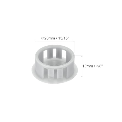 Image of MECCANIXITY 64PCS 20mm(13 /16 inch) Light Gray Plastic Hole Plugs, Flush Type Panel Hole Plugs Insert End Caps for Locking Hole Tubes Furniture Cabinet