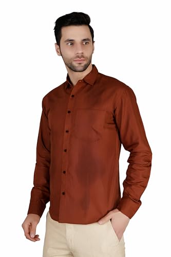 Image of Mens Slim fit Solid Casual Cotton Shirt with Spread Collar and Full Sleeves || Suitable for Office wear