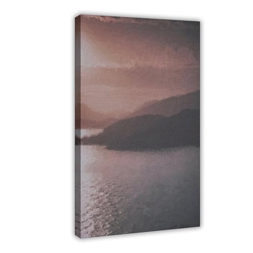 Toile vintage coucher de soleil sur l'océan 40x60 cm pour décoration