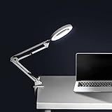 【Regulable y brillante】: esta lámpara de escritorio con lupa se ajusta fácilmente entre 10 niveles de brillo y 3 luces de colores, esta lámpara tiene 64 luces LED SMD brillantes, brillo de hasta 960 lúmenes, proporciona un área de visualización más uniformemente iluminada.