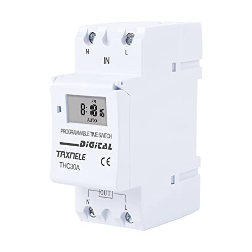 CSKWLLNBC Nuevo Tipo de relé Temporizador Digital programable 2 Cables for riel DIN, Control CA 220 V, 230, 12, 24, 48, 16 A, 30 A, for Semana, 7 días(220V)