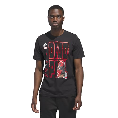 Adidas Men's Adidas x Marvel Deadpool Graphic T-Shirt, Black/Deadpool, Large