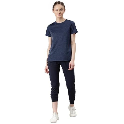 Image of Enamor Short Sleeve Crew Neck Regular Length Basic Dry Fit Workout Crew T-Shirt for Women - Relaxed Fit, Quick Dry, Antimicrobial - A309