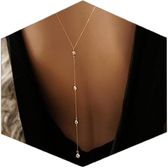 Wedding Bridal Backdrop Necklace Crystal Back Necklace Gold Jewelry for Women