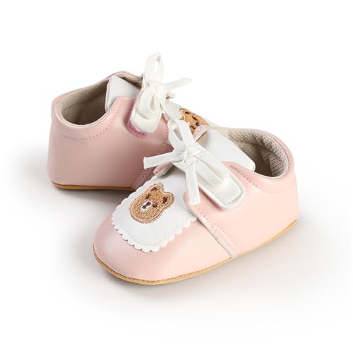 Image of HsdsBebe Baby Boys Girls Pu Leather Hard Bottom Walking Sneakers Toddler Rubber Sole First Walkers Infant Cartoon Slippers Crib Shoes