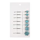 Boho Hair Pins – 7 Packs Vintage Silver Bobby Pins for Women, Bohemian Stone Hair Clips for Thick or Thin Hair, Retro Western Style Turquoise Hair Accessories