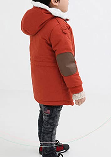Eishow Little Kids Boys Warm Thick Jackets Hooded Cotton Fleece Parka Coat Children Girls Winter Zipper Outerwear (Orange, 2-3 Years) #TOP2