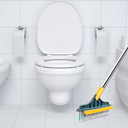 Image of VYOOx Toilet Cleaning Brush with Wiper | 2-in-1 Bathroom Cleaning Brush | Long Handle Floor Scrub Brush for Tiles, Bathroom & Toilet Cleaning | Bathroom Cleaning Accessories