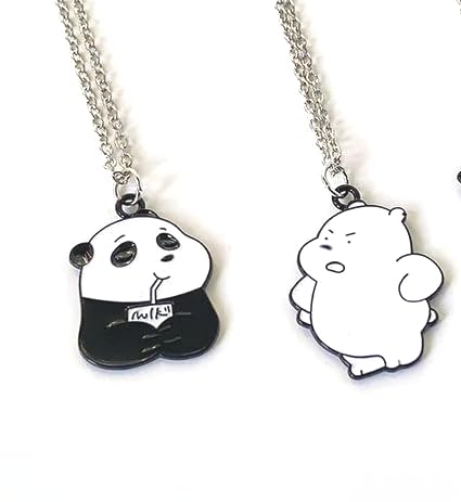 Pendentif Ours Panda Argent pour femme, collier médaillon dessin animé