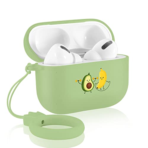 Cartoon Avocado Banana Airpods Pro Case Cover, Green Airpods Pro Case Soft Tpu Protective Cover Compatible With Apple Airpods Pro Wireless Charging Case With Lanyard(Green&Avocado Banana) #TOP11