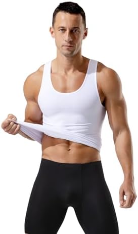 Casey Kevin Compression Shirts for Men Body Shaper Tank Top Slimming Undershirts Vest Gym Gear Sleeveless Shapewear 4 Pack,Black*2+White*2,X-Large