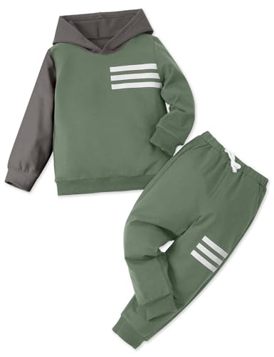 Image of Toddler Boy Clothes Long Sleeve Hoodie Sweatsuits Tops and Pants 2Pcs Boys Fall Winter Outfits Set